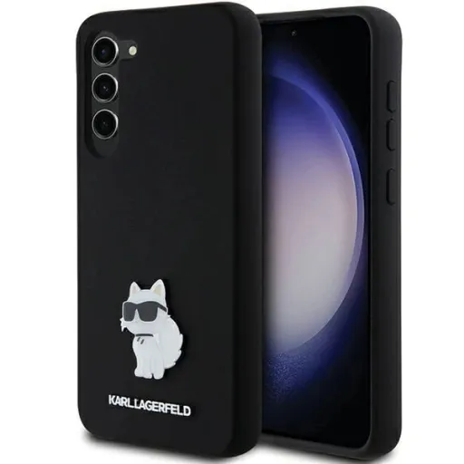 Karl Lagerfeld Silicone Choupette Metal Pin tok Samsung Galaxy S24+ - fekete