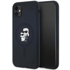 Karl Lagerfeld Szilikon Karl & Choupette MagSafe tok iPhone 11 -hez - fekete