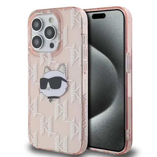 Karl Lagerfeld IML Choupette Head & Monogram tok iPhone 13 Pro - rózsaszín