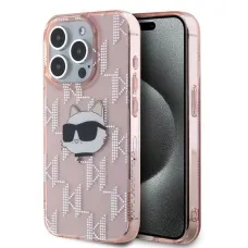 Karl Lagerfeld IML Choupette Head & Monogram tok iPhone 15 Pro - rózsaszín