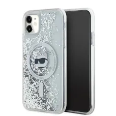 Karl Lagerfeld Liquid Glitter Choupette Head MagSafe tok iPhone 11 - Átlátszó