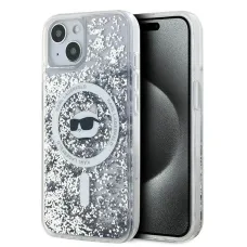 Karl Lagerfeld Liquid Glitter Choupette Head MagSafe tok iPhone 13 - átlátszó