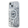  iPhone 14 Átlátszó Karl Lagerfeld Liquid Glitter Choupette Head MagSafe tok - 0. kép
