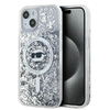  iPhone 14 Átlátszó Karl Lagerfeld Liquid Glitter Choupette Head MagSafe tok thumbnail