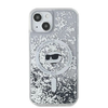  iPhone 14 Átlátszó Karl Lagerfeld Liquid Glitter Choupette Head MagSafe tok - 1. kép