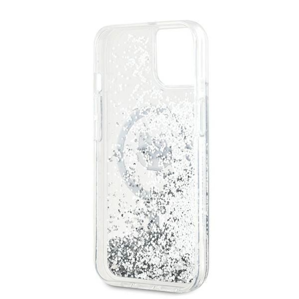  iPhone 14 Átlátszó Karl Lagerfeld Liquid Glitter Choupette Head MagSafe tok - 7