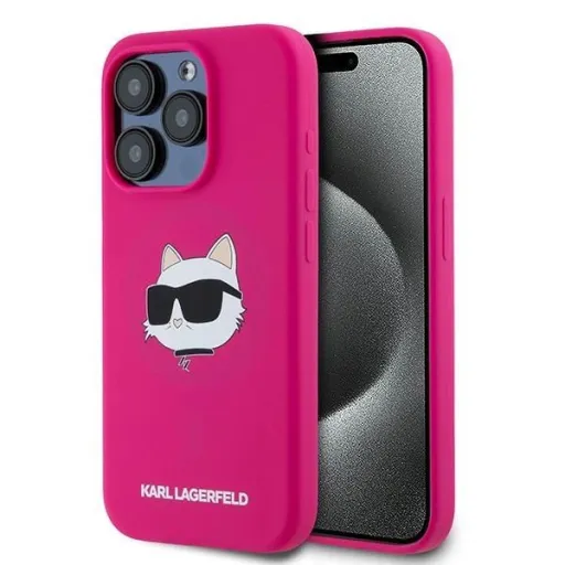 Karl Lagerfeld Silicone Choupette Head MagSafe tok iPhone 15 Pro Max - rózsaszín