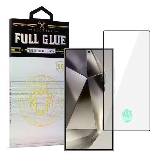 Tempered Glass HARD Full Glue 5D Samsung Galaxy S24 Ultra Black (ujjlenyomat feloldással) üvegfólia Tempered Glass HARD Full Glue 5D Samsung Galaxy S24 Ultra Black (ujjlenyomat feloldással) üvegfólia