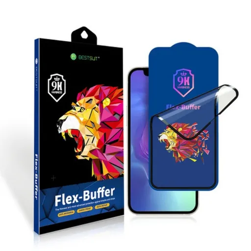 Bestsuit Flex-Buffer Hybrid Glass 5D antibakteriális Biomaster bevonattal – Apple iPhone Xs Max/11 Pro Max FEKETE üvegfólia