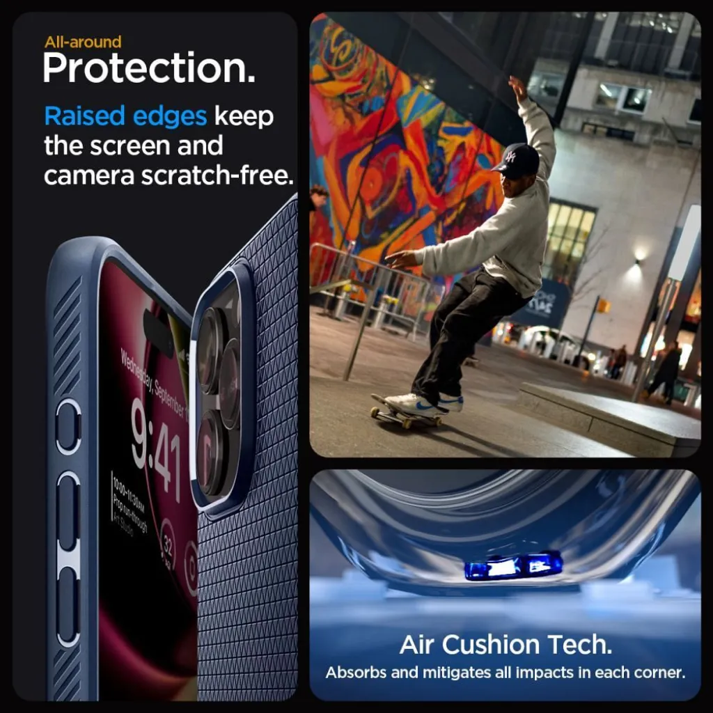  iPhone 15 Pro Max sötétkék SPIGEN Liquid Air tok - 13