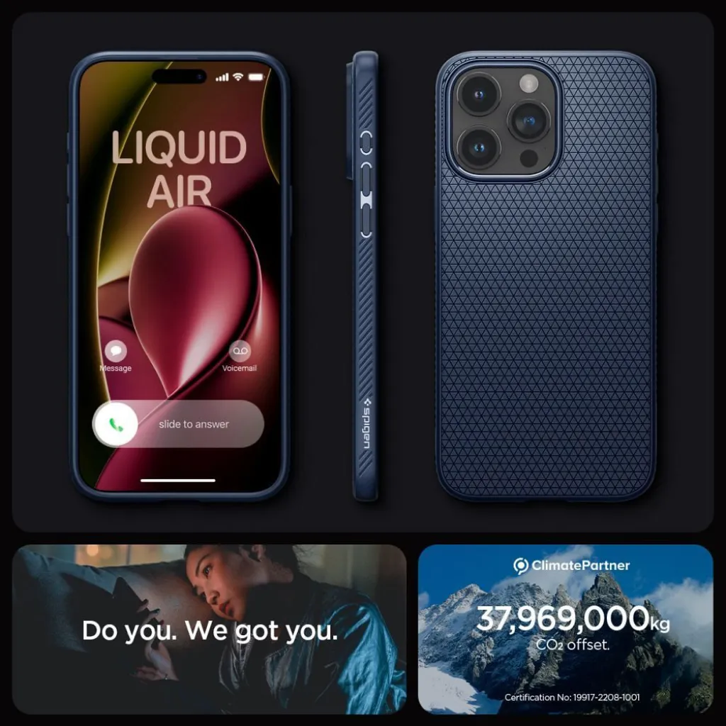  iPhone 15 Pro Max sötétkék SPIGEN Liquid Air tok - 15