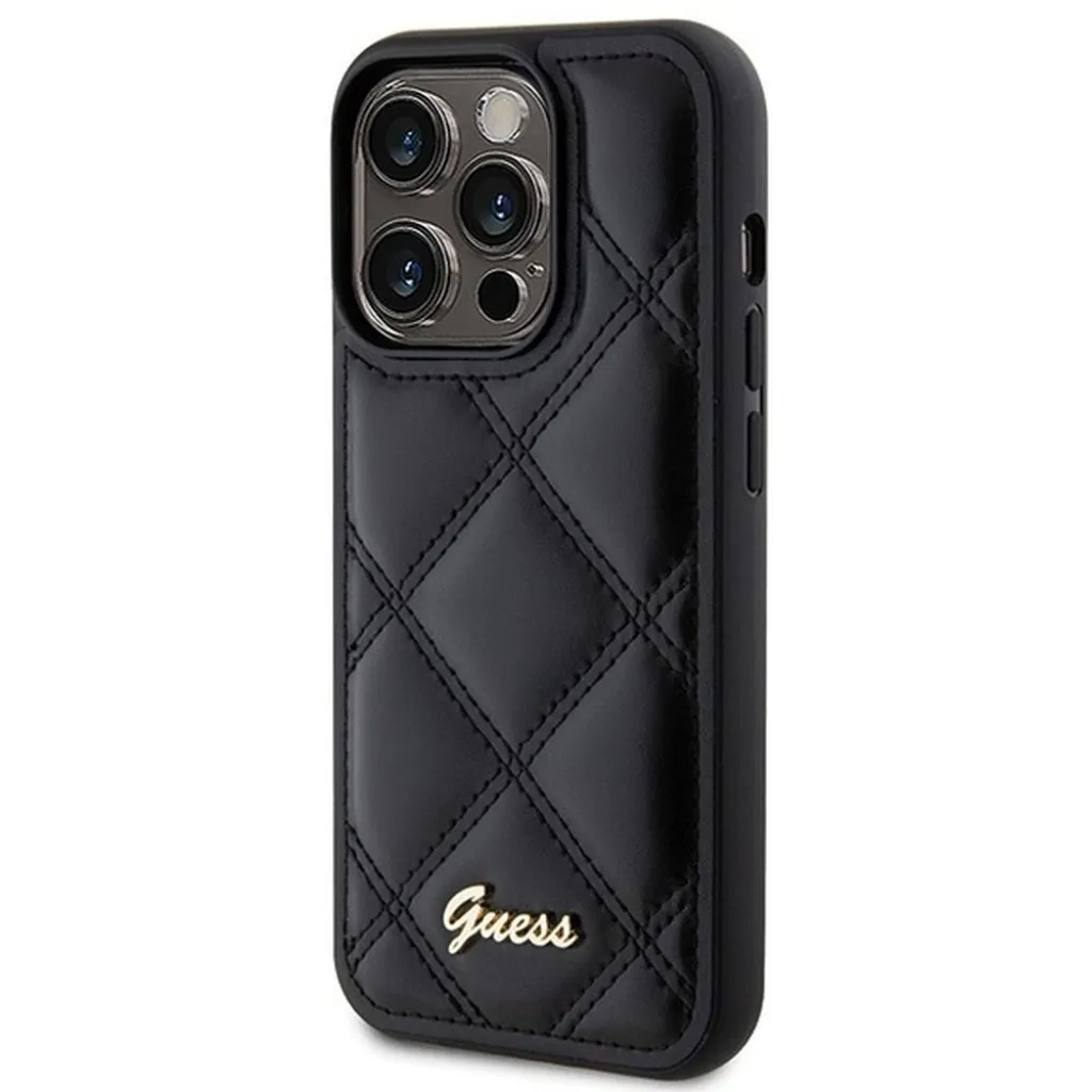GUESS tok iPhone 15 Pro Max GUHCP15XPSQSQSK (Quilted Metal Logo) fekete tok - 7