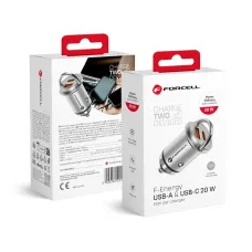 FORCELL F-ENERGY Mini autós töltő Type C + USB A PD QC3.0 3A 20W ezüst