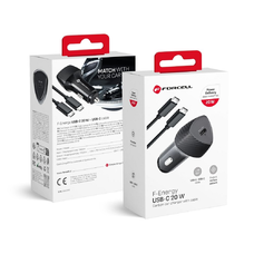 FORCELL F-ENERGY Carbon CC50-1C autós töltő Type C + Type C to Type C PD 3A 20W fekete