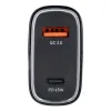 Autós töltő USB A + Type C PD QC3.0 3A 83W CC53-1A1C fekete - 0. kép