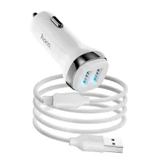 HOCO autós töltő 2 x USB A + USB A - Micro USB kábel 2,4A Z40 fehér