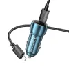 HOCO autós töltő 2x Type C + kábel Type C to Lightning PD QC3.0 3A 40W Z48 zafírkék - 1. kép