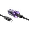 HOCO autós töltő Type C + kábel Type C - Lightning PD QC3.0 30W Z53 lila - 0. kép