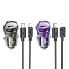 HOCO autós töltő Type C + kábel Type C - Lightning PD QC3.0 30W Z53 lila - 2. kép