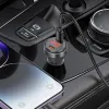 HOCO autós töltő 2 x Type C digitális kijelzővel + Type C to Lightning kábel PD QC3.0 3A 60W átlátszó narancs - 1. kép