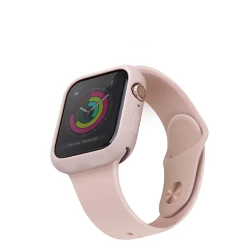 Apple Watch 44 mm Uniq Lino szilikon tok, rózsaszín