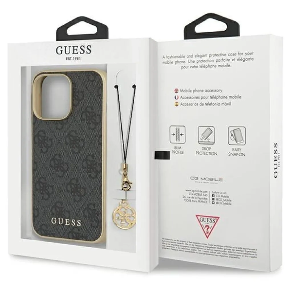 Guess 4G Charms kollekció tok iPhone 14 Pro Max - szürke - 8