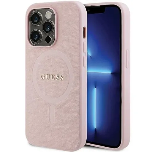 Guess GUHMP14LPSAHMCP tok iPhone 14 Pro - pink Saffiano MagSafe