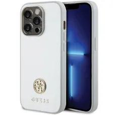 Guess Strass Metal Logo iPhone 15 Pro tok - ezüst