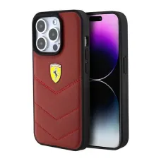 Ferrari Bőr Varrt Vonalak tok iPhone 15 Pro - piros