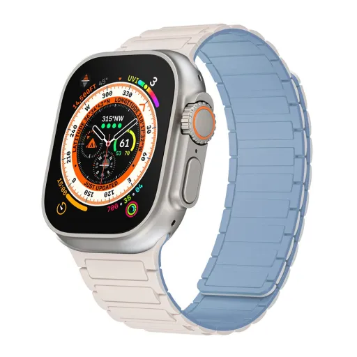 Szilikon mágneses hurok Apple Watch 38/40/41-hez 2-es design fehér-kék