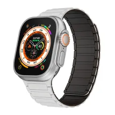 Szilikon mágneses hurok Apple Watch 42/44/45/49 design 2 fehér-fekete