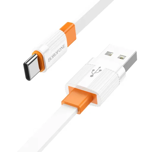 Borofone kábel BX89 Union - USB Type C - 3A 1 méter fehér-narancs
