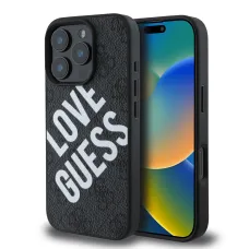 Guess PU Leather 4G Big Love Logo MagSafe tok iPhone 16 Pro fekete