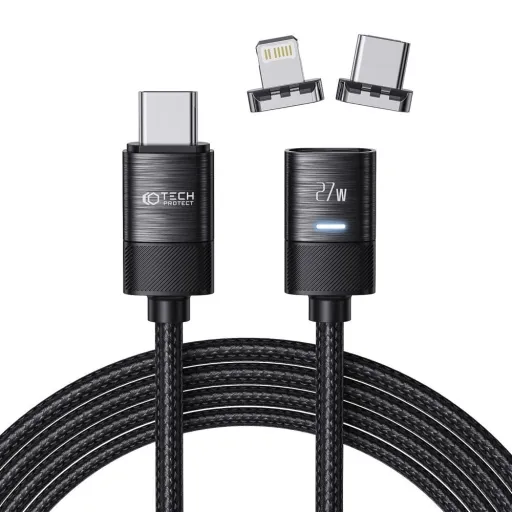 Tech-Protect UltraBoost mágneses 2 az 1-ben kábel USB-C - Lightning / USB-C PD 27W 3A 2m - fekete