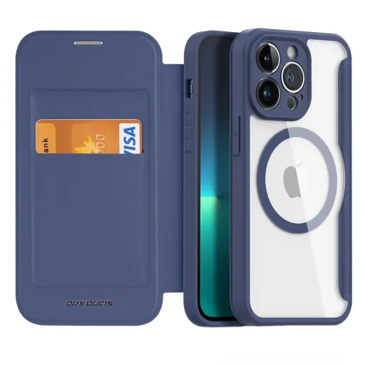 DUX DUCIS pénztárcatartó SKIN X PRO MagSafe kompatibilis kék tok IPHONE 13 Pro Max-hoz DUX DUCIS pénztárcatartó SKIN X PRO MagSafe kompatibilis kék tok IPHONE 13 Pro Max-hoz