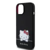 Hello Kitty Folyékony Szilikon Daydreaming Logo Tok iPhone 15 Fekete - 3. kép