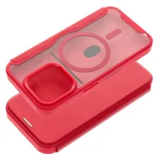 Smart Mag fliptok, kompatibilis MagSafe-el, iPhone 15 Pro Max piros tok