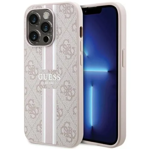 Guess 4G Printed Stripes MagSafe tok iPhone 15 Pro Max - pink