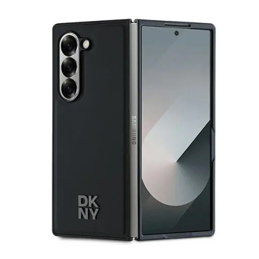 Eredeti DKNY Magsafe Bőr Fém Stílusú Logó DKHMZFD6PSMCSLK Samsung Galaxy Z Fold 6 fekete tok