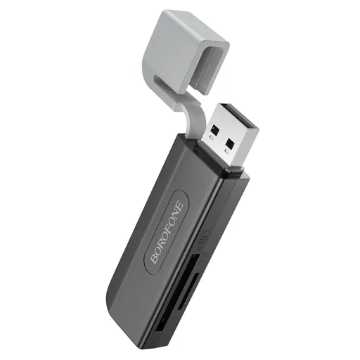 Borofone kártyaolvasó DH9 Wisdom 2 az 1-ben - USB 3.0 to SD + micro SD - fekete-szürke