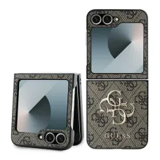 Original Case GUESS Leather 4G Metal Logo GUHCZF64GMGBR tok Samsung Galaxy Z Flip 6 barna