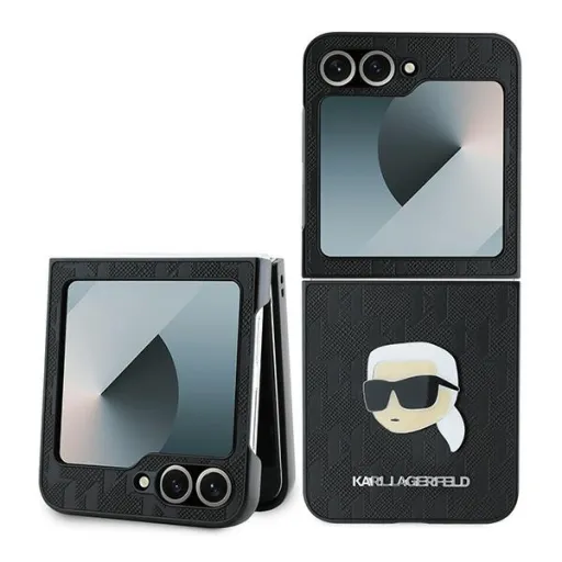 Eredeti Tok KARL LAGERFELD Saffiano Monogram KLHCZF6PGKSKIHK Samsung Galaxy Z Flip 6 fekete tok