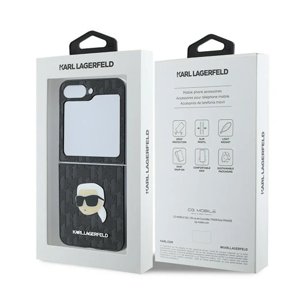 Eredeti Tok KARL LAGERFELD Saffiano Monogram KLHCZF6PGKSKIHK Samsung Galaxy Z Flip 6 fekete tok - 8