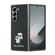 Eredeti KARL LAGERFELD Saffiano Metal Pin KLHCZFD6SAPKCNPK tok Samsung Galaxy Z Fold 6 fekete