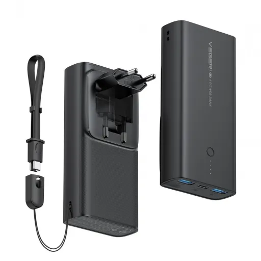 VEGER powerbank 10 000 mAh PD QC3.0 20W ACE100 (W1146) fekete