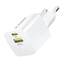 Wozinsky WWCEAC GaN USB-A és USB-C 33W fali töltő - fehér,