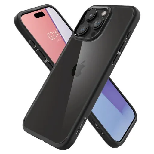 Spigen Crystal Hybrid, matt fekete - iPhone 15 Pro tok