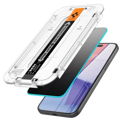 Spigen Glas.tR EZ Fit Privacy edzett üveg iPhone 15 Pro-hoz üvegfólia