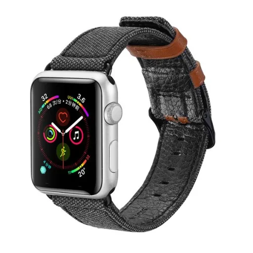 Dux Ducis Litchi Apple Watch 3/4/5/6/7/8/SE óraszíj (38/40/41 mm) fekete