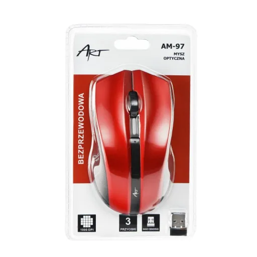 Art vezeték nélküli optikai USB egér piros